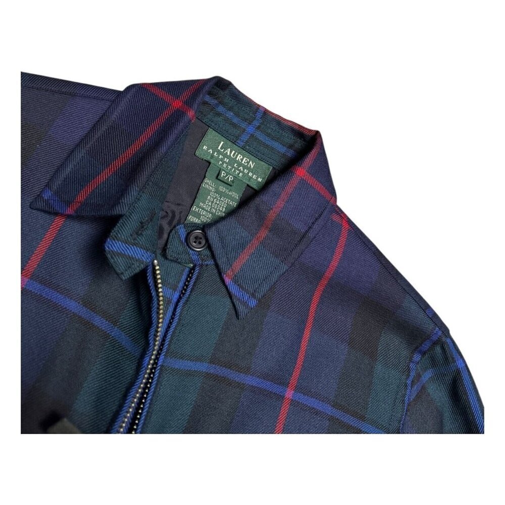 LAUREN RALPH LAUREN Jacket Plaid WOOL Lightweight Casual Designer Small Petite - Picture 2 of 4